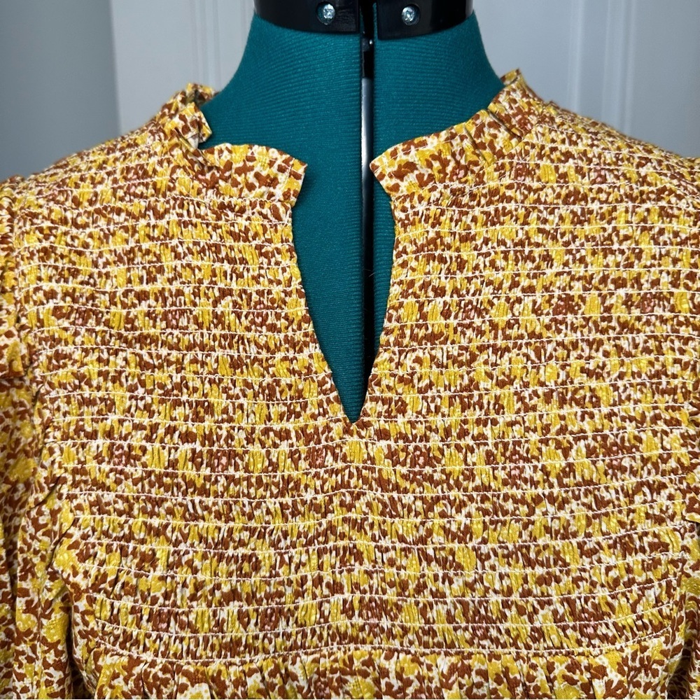 Universal Thread Yellow Floral Smocked Peasant Blouse - Picture 4 of 8
